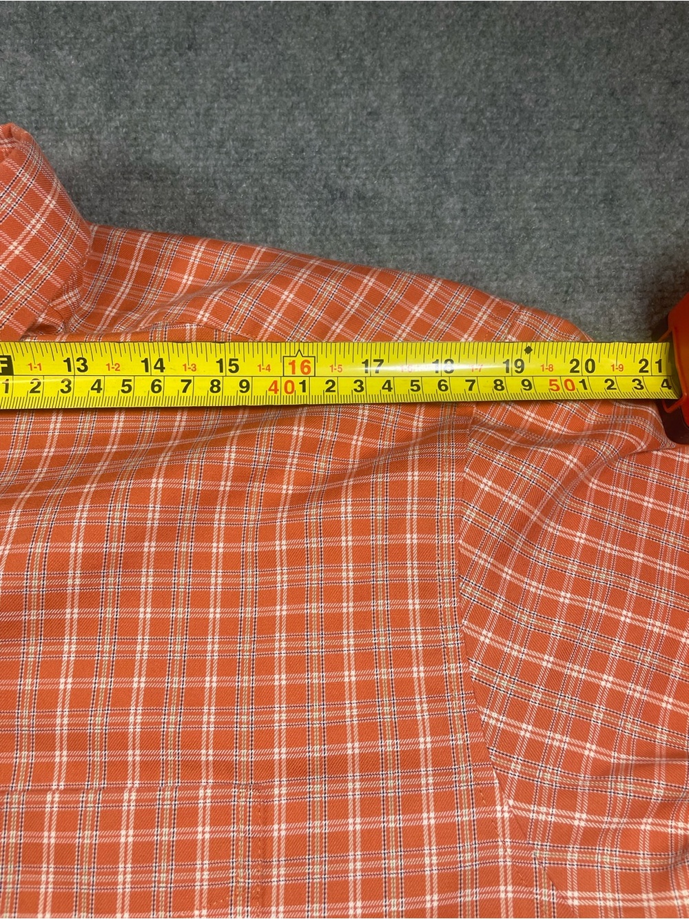 L.L. Bean Men's Orange and White Plaid Button-Down Shirt - Picture 2 of 6